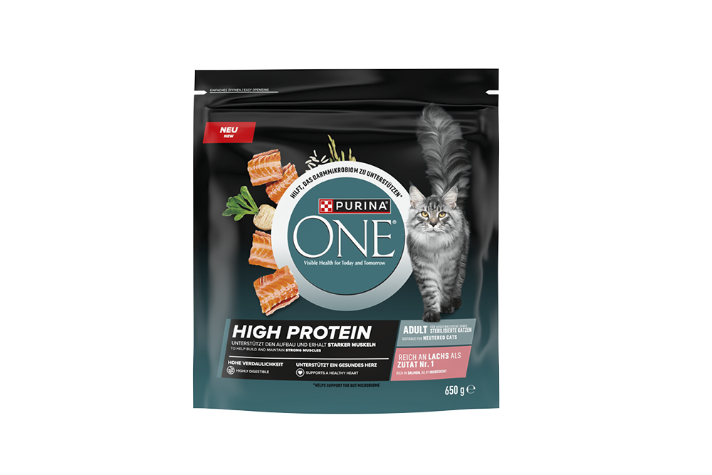 PURINA ONE HIGH PROTEIN Csirkében/Lazacban gazdag állateledel  felnőtt macskák számára 650 g