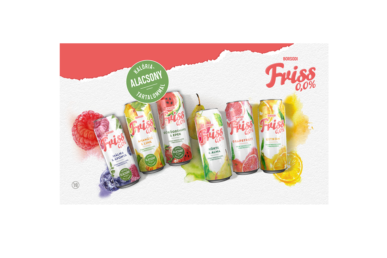 Borsodi Friss 0,0% alacsony kalóriatartalmú ízváltozatokkal
